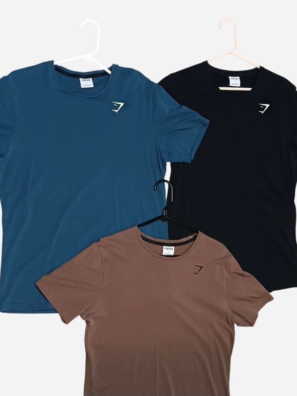 Gymshark Short Sleeve Crew Tee Trio - Teal, Black & Brown